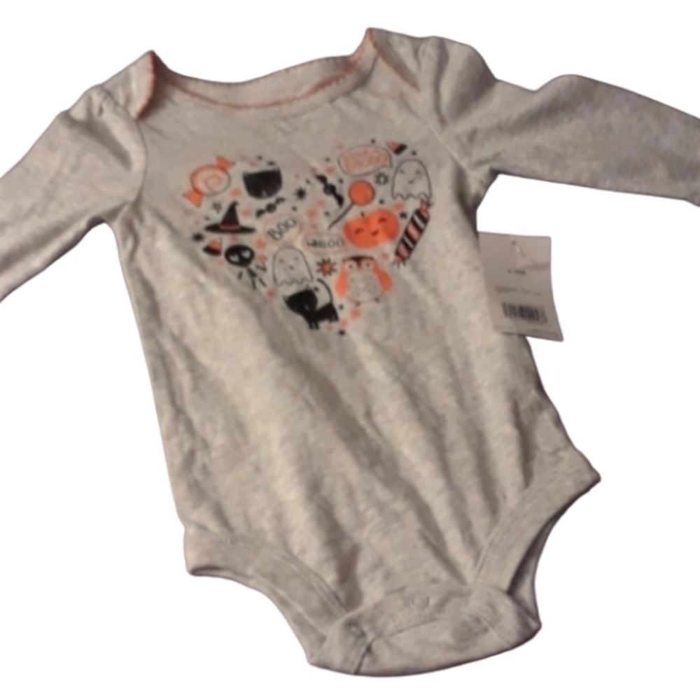 Size 6-12 month Kitty pumpkin Halloween onesie NWT
